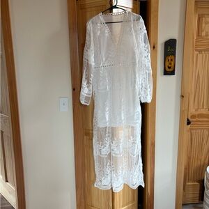 Elegant Sheer White Maxi Dress